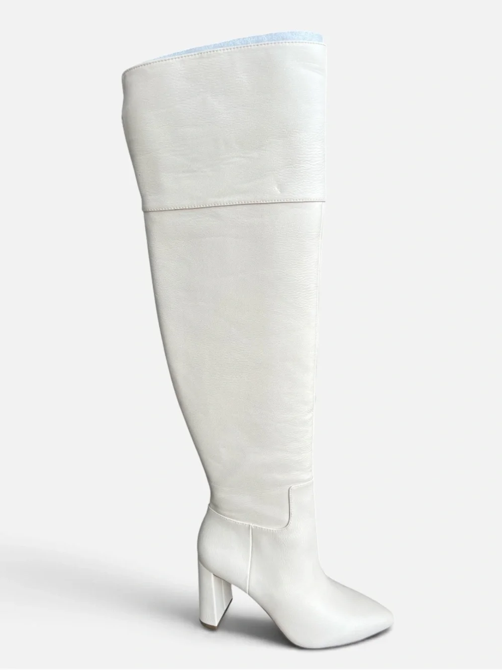 Jessica Simpson Akemi White Over The Knee Pointed Toe Boots Size 7 Block Heel